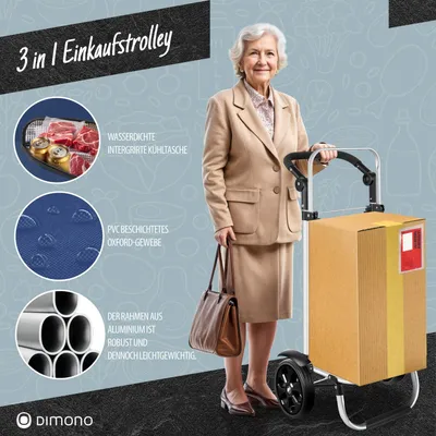 Productafbeelding van Famanu boodschappenwagen 3-in-1 - 56 liter met koelvak