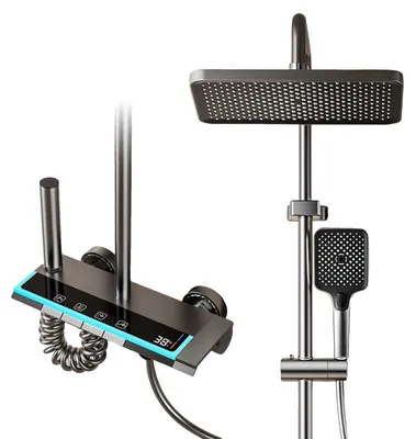 Produktbild von Duscharmatur-Set, Digitale Anzeige, 4 Wasserflussmodi, Hellgrau