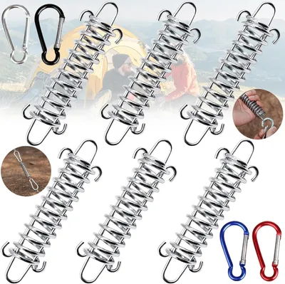 Productafbeelding van Spanningsveer Dubbele Haak - Tentveer Bevestiging - Tent Beveiligen - Roestbestendig Staal - 10 cm Lengte - Zilverkleurig