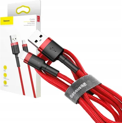 Image de Câble USB Polyamide avec Lightning 2.1A, 2m - Gris/Rouge