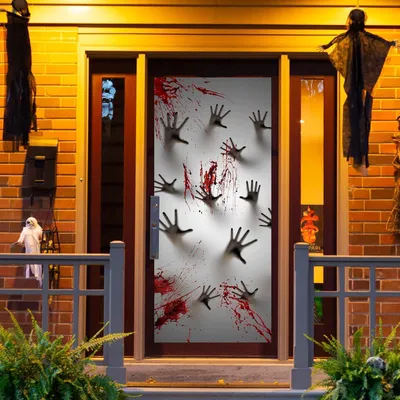 Produktbild von Halloween-Spukhaus-Deko: Fenstertürabdeckung Zombier hände 183x76cm