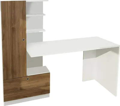 Immagine prodotto di Dmora Scrivania Sordio 61.8x149.5x120h cm Bianco, 4 Ripiani 4 Vani