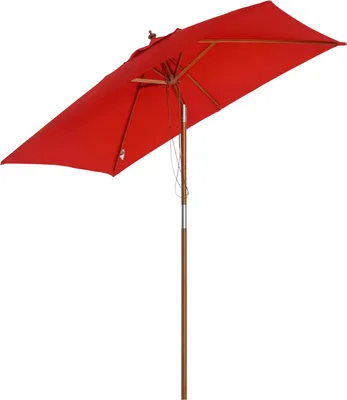Image de Outsunny Parasol de jardin extšŠrieur Parasol rectangulaire inclinable bois polyester haute densitšŠ 2L x 1,5l x 2,3H m rouge