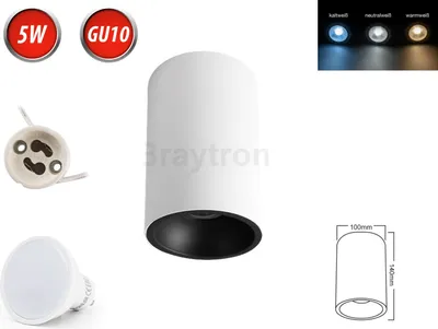 Zdjęcie produktu dla Lampa sufitowa BETA-SR Reflektor natynkowy Lampa natynkowa Ø100mm Reflektor natynkowy z GU10 5W Neutralna biała żarówka LED Okrągła Biała/Czarna