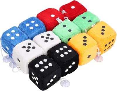 Imagen del producto de Cubos de peluche con puntos, 12 unidades, de 6 cm, con ventosas para la decoración del interior del coche