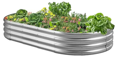Image de VEVOR Bac à plantes surélevé Bac à légumes en métal Bac à plantes 182,5x92,5x28cm argent