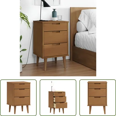 Produktbild von The Living Store Nachttisch MOLDE Braun 40x35x65 cm Massivholz Kiefer