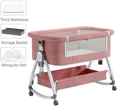 Image de Lit bébé électrique - Lit pour bébé - Lit d'appoint - 3 en 1 - Réglable - Pliable - Sûr - Confortable