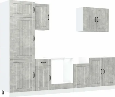 Produktbild von 7-tlg. Küchenschrank-Set Lucca Betongrau Holzwerkstoff
