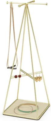 Produktbild von Famanu Schmuckständer mit mattem Gold-Finish - 13,3 x 12,7 x 36,2 cm