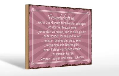Produktbild von Holzschild Spruch 30x20cm Freundschaft ist wenn Herze