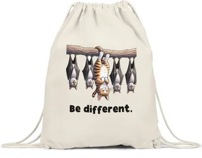 Produktbild von Be different Katze Kopfüber Turnbeutel - Witziges Geschenk