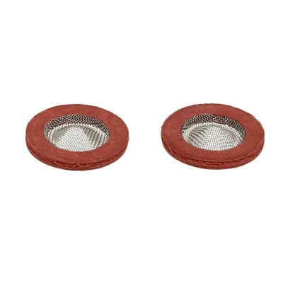 Two red and gray mesh filters are shown against a white background.