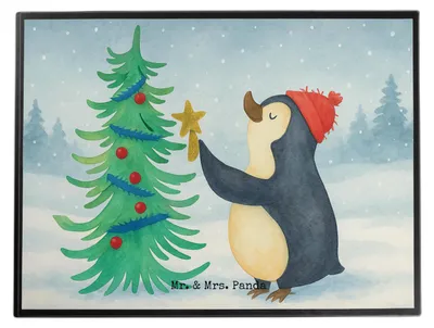 Produktbild von Mr. & Mrs. Panda Schreibunterlage Pinguin Weihnachtsbaum Design - Weiß - Geschenk, schreibtischunterlagen, schreibtischunterlage, Unterlage Schreibtisch, Winter