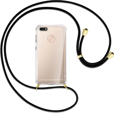 Produktbild von Handykette Backcover-Schutzhülle mit Band (Metall goldfarben) für Huawei P9 lite mini, Y6 Pro 2017 - schwarz