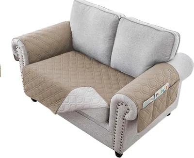 Produktbild von Sesselschoner 2 Sitzer Sofaschoner Universal Wasserdicht Reversibel Gesteppte Gepolsterter Sofaschutz Sesselauflage Möbelschutz, Khaki