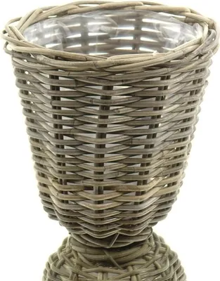 Produktbild von VAN DER LEEDEN Rattan Übertopf Grau konisch mit Folienauskleidung Ø 29 cm