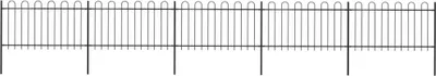 Obrázek produktu pro Zahradní plot s obloukem nahoře ocelový 892,5 x 100 cm černý