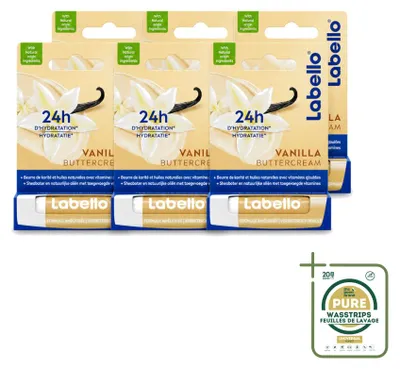 Productafbeelding van 6 x Labello Lippenbalsem Vanille Botercrème - 4,8 g - Voorraadverpakking - 6 stuks