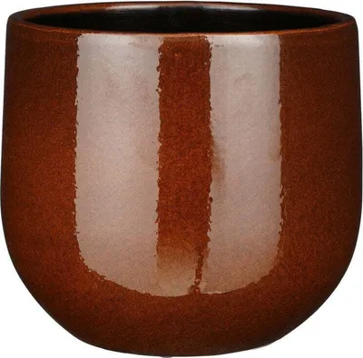 Produktbild von Mica Decorations Pflanzentopf - Keramik - braun glanzend - D25-20 cm