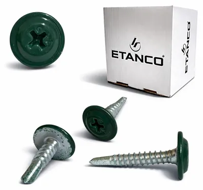 Immagine prodotto di Viti autoperforanti ETANCO GM-B per tetti in acciaio, RAL 6005 verde muschio, 4,2 x 19 mm, 250 pezzi