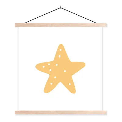 Produktbild von MuchoWow® Textilposter Stern - Mädchen - Jungen - Punkte - Kinder 40x40 cm mit holzfarbenen Rahmen - Posterleiste