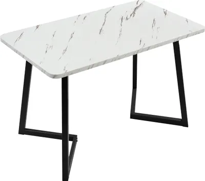 Produktbild von Sweiko 117x68cm Esstisch,(1-St), Gestell aus MetallRechteckiger Esstisch aus  Moderner Marmormuster Küchentisch mit Metallbeinen für Esszimmer Wohnzimmer,  Schwarz /Weiß
