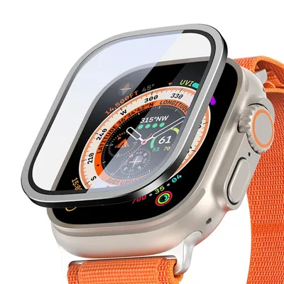 Produktbild von Für Apple Watch Ultra 1 + 2 49mm Aluminiumlegierung Hülle + H9 Schutz Hart Glas