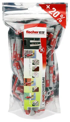 Image de Lot de 120 assortiment chevilles 3 en 1 duopower FISCHER, diam. 8 mm x L. 40 mm
