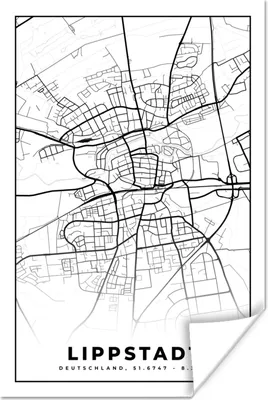 Produktbild von MuchoWow® Poster Lippstadt - Karte - Stadtplan 40x60 cm - Plakate für die Wand - Poster Babyzimmer