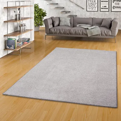 Produktbild von Hochflor Velours Teppich Luna Grau, Größe:100x100 cm