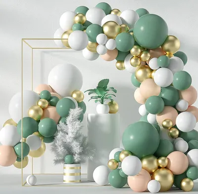 Produktbild von 152 Stück Luftballons Hochzeit Geburtstag Luftballon Girlande Deko Helium Gold Grün Bunt Set Mädchen Junge Geburtstag Deko,1. Geburtstag Ballons,Ballon Girlande aus extra dickem Naturlatex