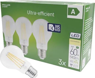 Produktbild von LED-Birne 840lm 3,8W E27 2700K 3er Pack