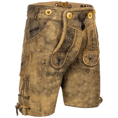 Produktbild von PAULGOS Kids Trachten Lederhose Short - KK2 - Genuine Leather - dostępne w 2 kolorach - Rozmiar 86 - 164