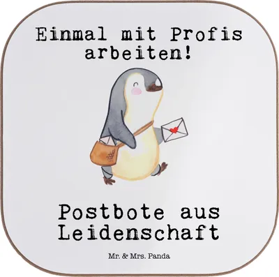 Produktbild von Mr. & Mrs. Panda Untersetzer Glas Postbote Leidenschaft - Weiß - Geschenk, für Gläser, Briefträger, Coaster, Design, Teeuntersetzer, Briefzusteller, Tassenuntersetzer