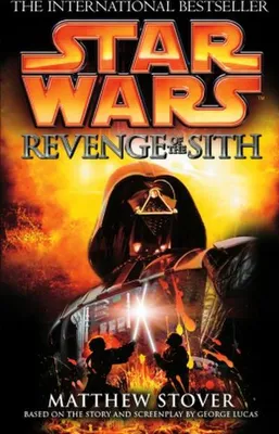 The cover of the Star Wars: Revenge of the Sith novelization, featuring Darth Vader and two figures with lightsabers.