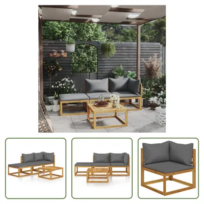 Produktbild von The Living Store 4-tlg. Garten-Lounge-Set mit Auflagen Massivholz Akazie