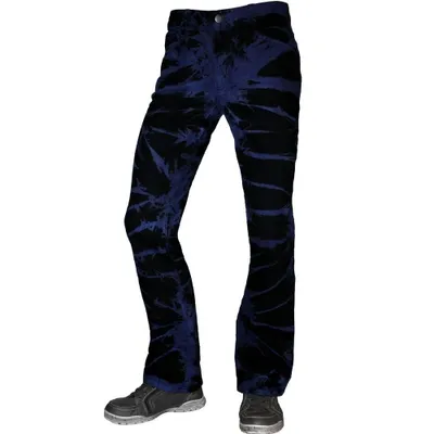 Produktbild von Herren Straight-Fit-Hose aus 100% Baumwolle, dunkelblau und gebleacht