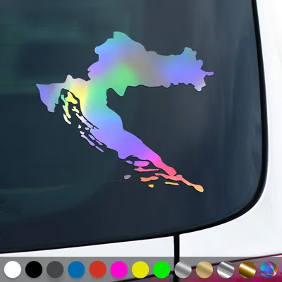 Produktbild von PantherPixel Kroatien Aufkleber Karte Umriss Croatia Hrvatska Sticker Auto Geschenkidee Farbe Oilslick-Hologramm