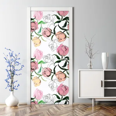 Produktbild von Dekorative Türfolie selbstklebend Klebefolie Wandaufkleber Pfingstrosen Knospen 77 x 200 cm
