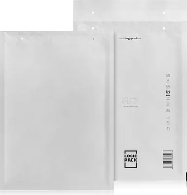 Produktbild von LOGIC PACK 100 Luftpolsterumschläge Versandtaschen G7 250 x 350 mm Weiß Luftpolstertaschen für DIN A4