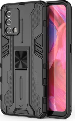Produktbild von OPPO A74 4G Hülle, Dual Layer PC TPU Bumper Stoßfest Ständer Schutzhülle für OPPO A74 4G Schwarz