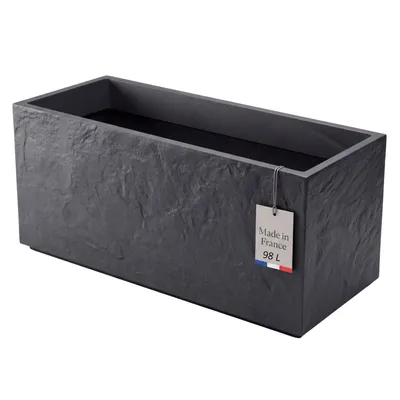 Produktbild von BigDean Pflanzkübel Groß Außen ca. 100cm Schiefer Optik Blumentopf mit Wasserspeicher Winterfest Doppelwandig Rechteckig