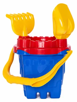 Produktbild von Sandburgen-Set, Eimer, Sieb, Schaufel, Rechen, 4-tlg.