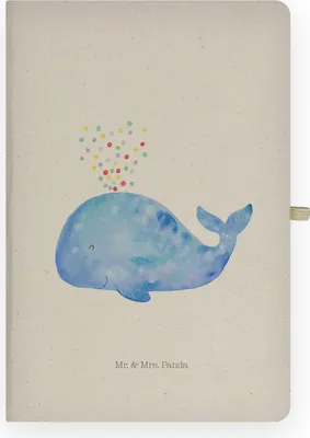 Produktbild von Mr. & Mrs. Panda notizbuch Wal Konfetti - Transparent - Geschenk, Trennung, Neustart, Meer, Diät, Journal, Abnehmen, Skizzenheft, Kladde, Tagebuch, Skizzenbuch