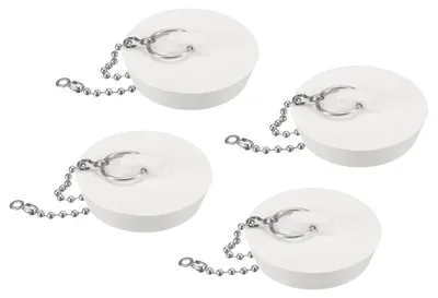 Productafbeelding van Afvoerstoppen, 4 stuks, rubber, wit, Ø 51mm, geschikt voor badkuip, wastafel en spoelbak