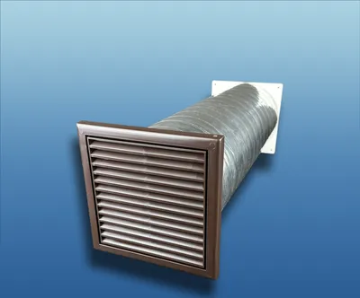 Produktbild von Abluft-Mauerkasten Standard : Größe: Ø125 186x186mm; Farbe: braun; Ausführung: mit Isolierrohr (Schall und Wärme)