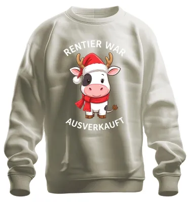 Produktbild von Weihnachten Kuh lustig Rentier war t Geschenk Sweatshirt Pullover, Natur, L