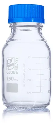 Glas-Medienflasche 250 ml, GL45, Borosilikatglas, 10 St.