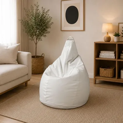 Image de Agordo - Pouf, 90x90x120h cm Blanc, Forme Sac Italy